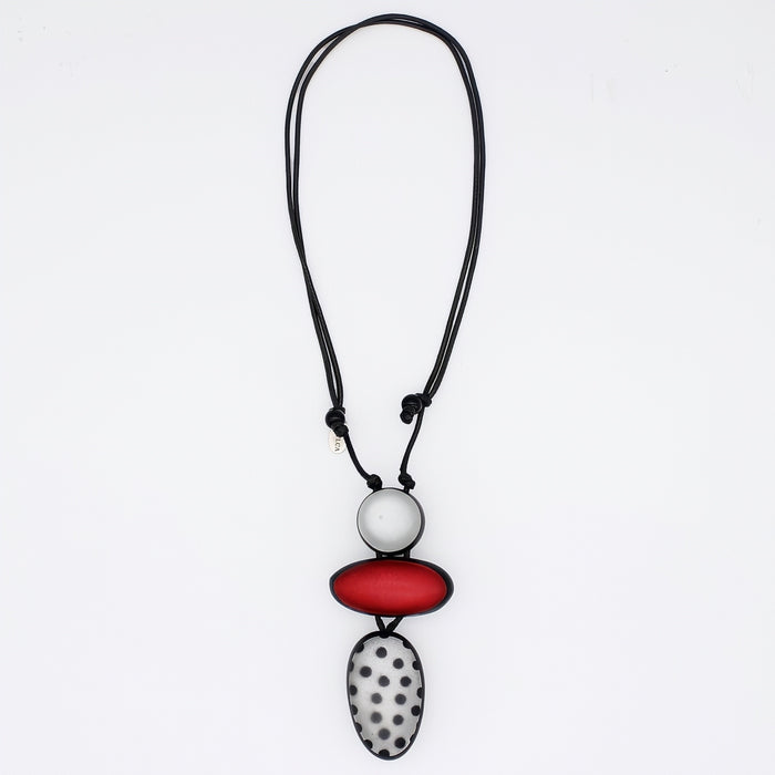 Red Midori Polka Dot Statement Pendant - Sylca Designs - Chunky Jewelry