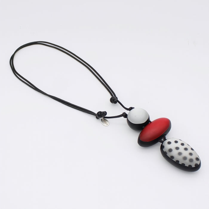 Red Midori Polka Dot Statement Pendant - Sylca Designs - Chunky Jewelry