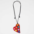 Red Multi-Color Fanciful Heart Pendant - Sylca Designs - Chunky Jewelry