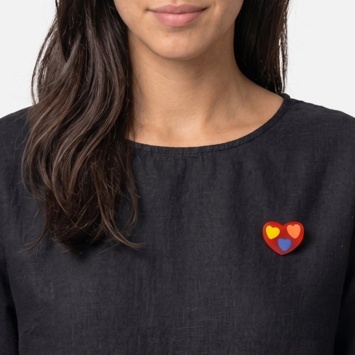 Red Multi Heart Brooch