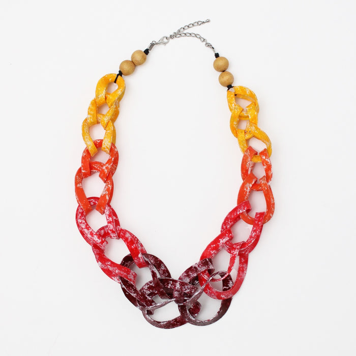 Red Ombre Marleigh Link Statement Necklace - Sylca Designs - Chunky Jewelry