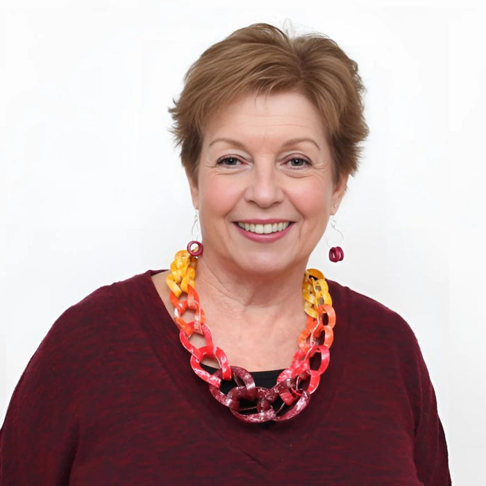 Red Ombre Marleigh Link Statement Necklace - Sylca Designs - Chunky Jewelry