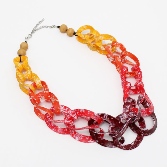 Red Ombre Marleigh Link Statement Necklace - Sylca Designs - Chunky Jewelry