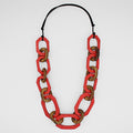Red-Orange Luzara Link Necklace - Sylca Designs - Chunky Jewelry