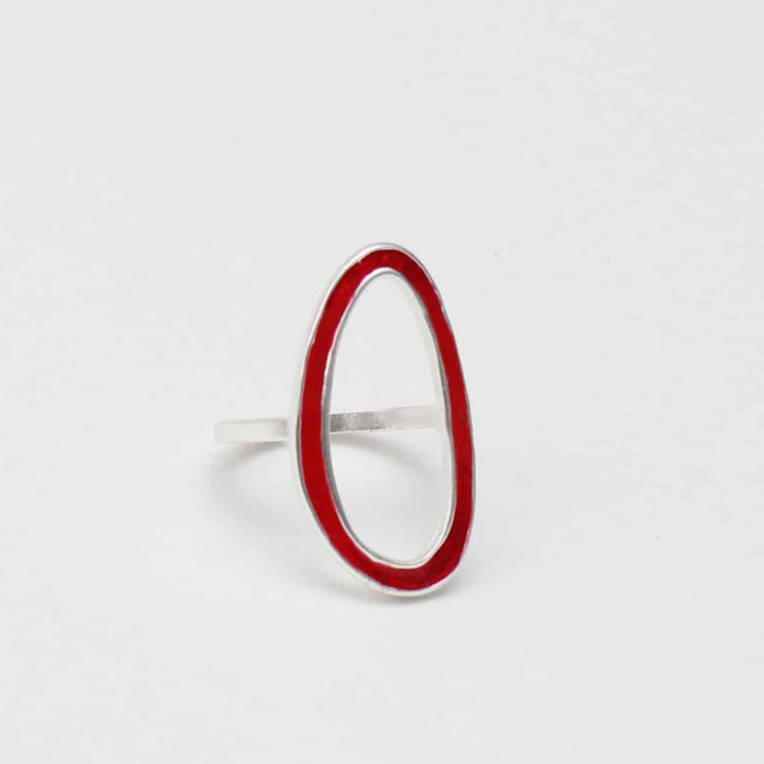 Red Oval Adrianne Ring - Sylca Designs - Chunky Jewelry