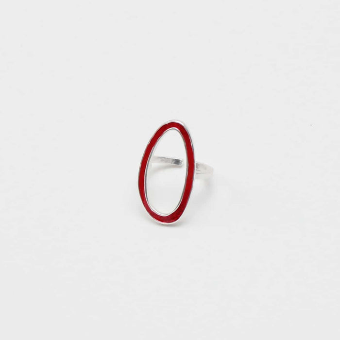 Red Oval Adrianne Ring - Sylca Designs - Chunky Jewelry