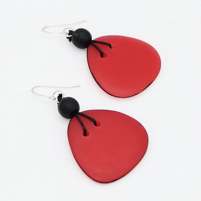 Red Petal Pop Resin Earrings