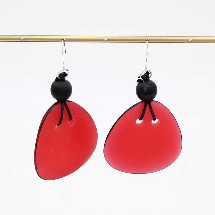 Red Petal Pop Resin Earrings
