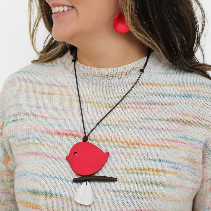 Red Robin On A Branch Necklace