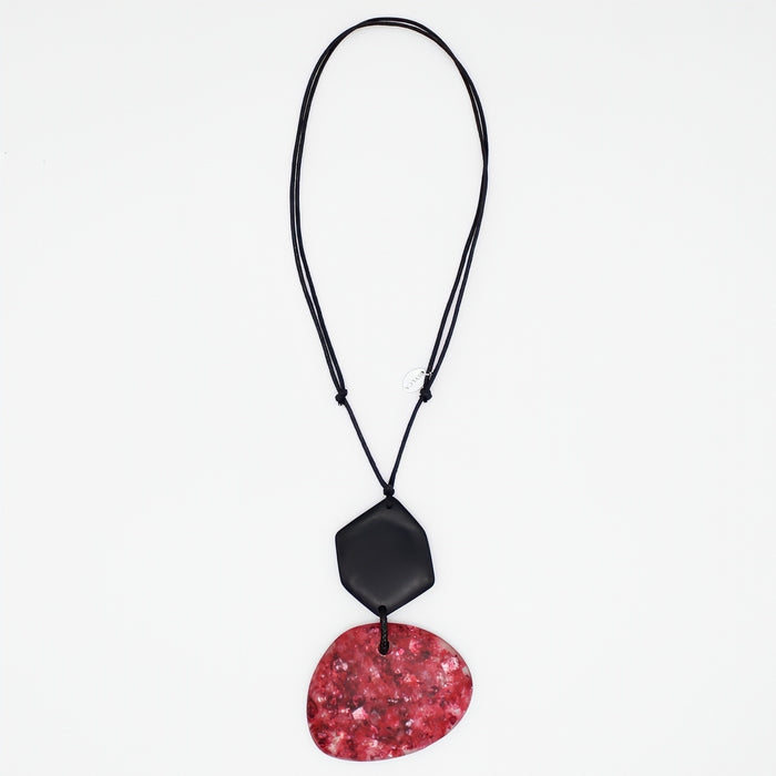 Red Sparkle Pendant Necklace - Sylca Designs - Chunky Jewelry