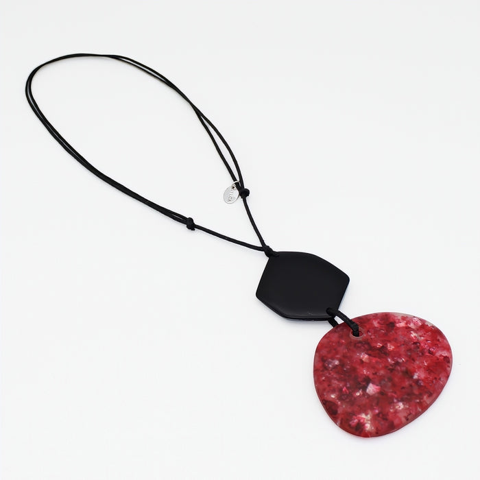 Red Sparkle Pendant Necklace - Sylca Designs - Chunky Jewelry