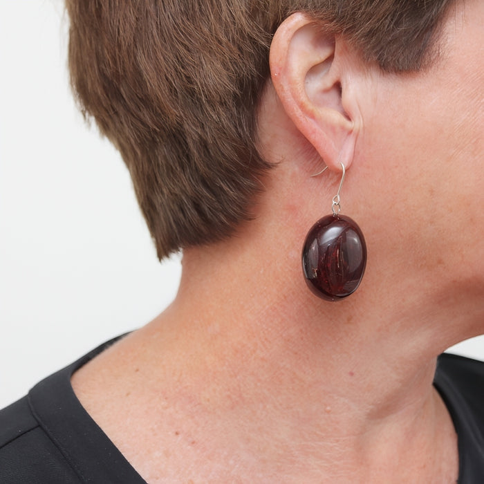 Red Speckled Oval Thea Earring - Sylca Designs - Chunky Jewelry