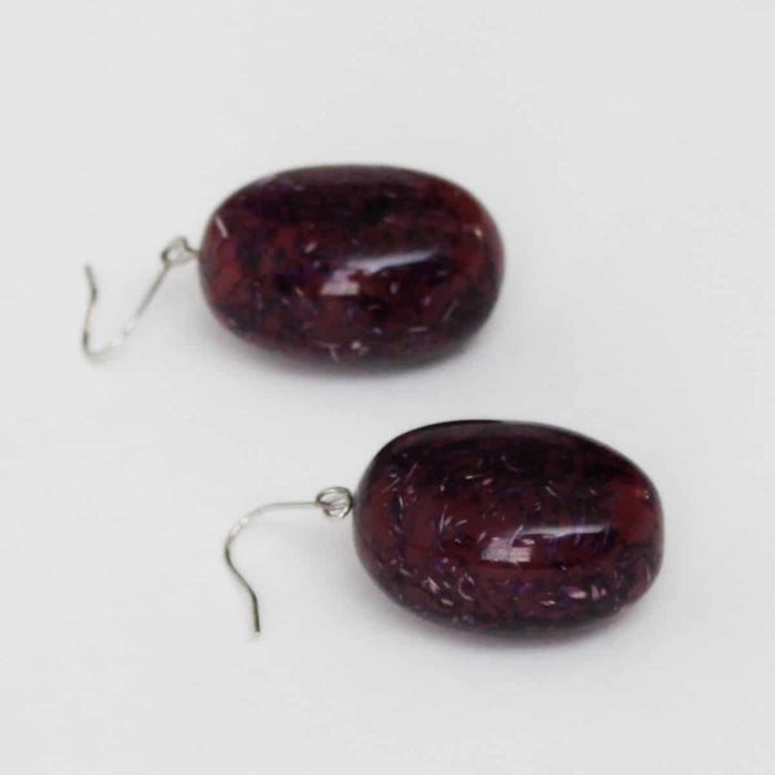 Red Speckled Oval Thea Earring - Sylca Designs - Chunky Jewelry