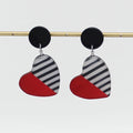 Red Stripe Frosted Heartstrings Earring - Sylca Designs - Chunky Jewelry