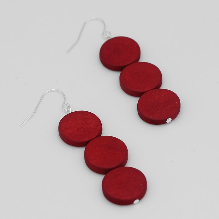 Red Triple Bead Kira Earring - Sylca Designs - Chunky Jewelry