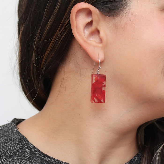 Red Vega Earrings - Sylca Designs - Chunky Jewelry