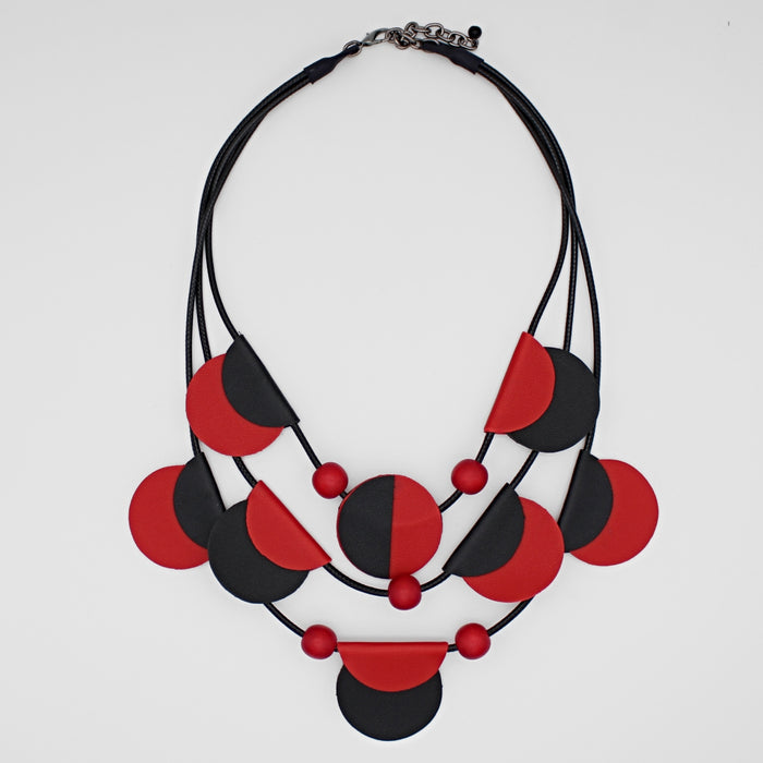 Red Verona Leather Necklace - Sylca Designs - Chunky Jewelry
