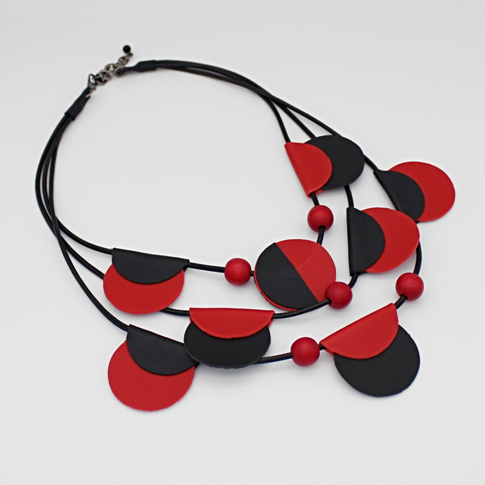 Red Verona Leather Necklace - Sylca Designs - Chunky Jewelry