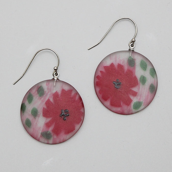 Red Veronica Frosted Flower Earrings - Sylca Designs - Chunky Jewelry