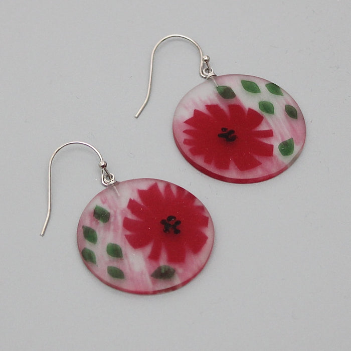 Red Veronica Frosted Flower Earrings - Sylca Designs - Chunky Jewelry