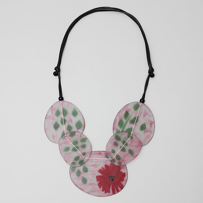 Red Veronica Frosted Flower Necklace - Sylca Designs - Chunky Jewelry