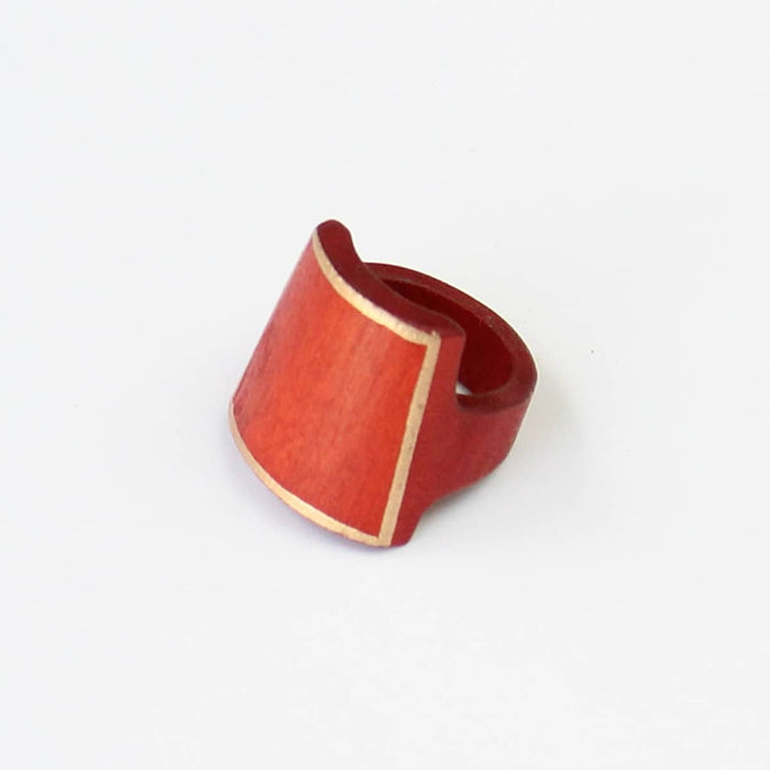 Red Wooden Ring with Gold Trim - Sylca Designs - Chunky Jewelry