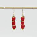 Red Zuba Cube Earring - Sylca Designs - Chunky Jewelry