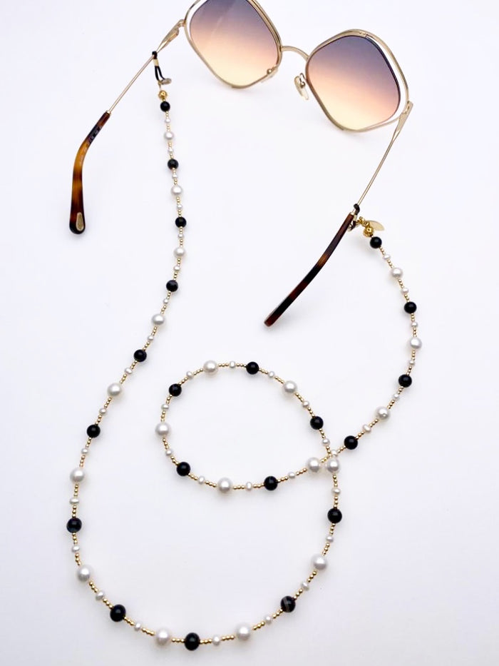 Removable Black &White Freshwater Pearls Glasses Chain Jewelry Accessories EC003 - FARRA