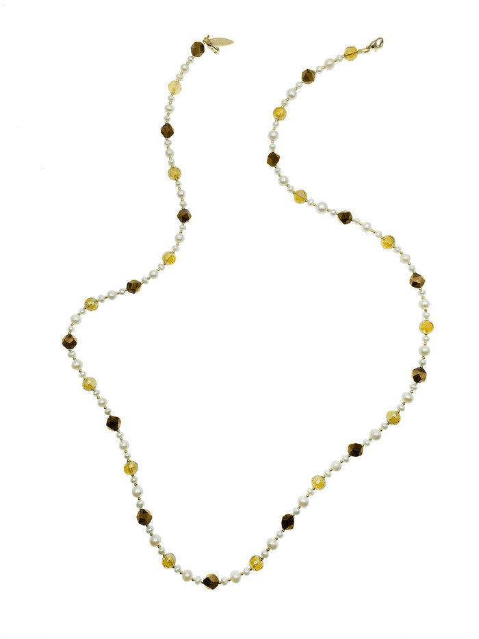 Removable Freshwater Pearls , Tiger Eye & Crystals Glasses Chain EC005 (Jewelry Accessories) - FARRA
