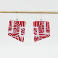 Reva Red and White Painted Grid Earrings - Sylca Designs - Chunky Jewelry