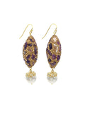 Rhinestones Bordered Amethyst Drop Earrings AE005 - FARRA