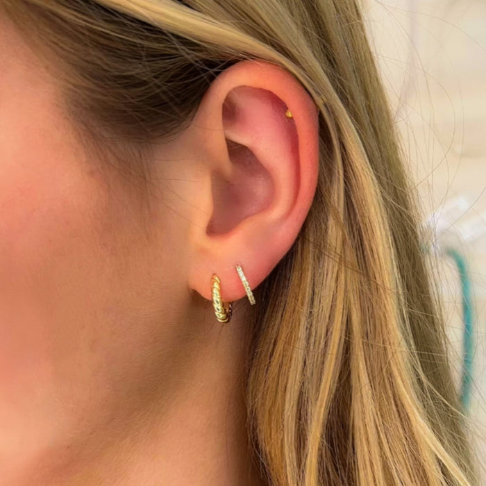 Ripple Huggies Gold Vermeil | Textured Gold Huggie Hoops Australia | Lush Designs