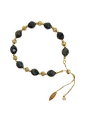 Romantic Style Oval Black Obsidian Adjustable Bracelet SB025