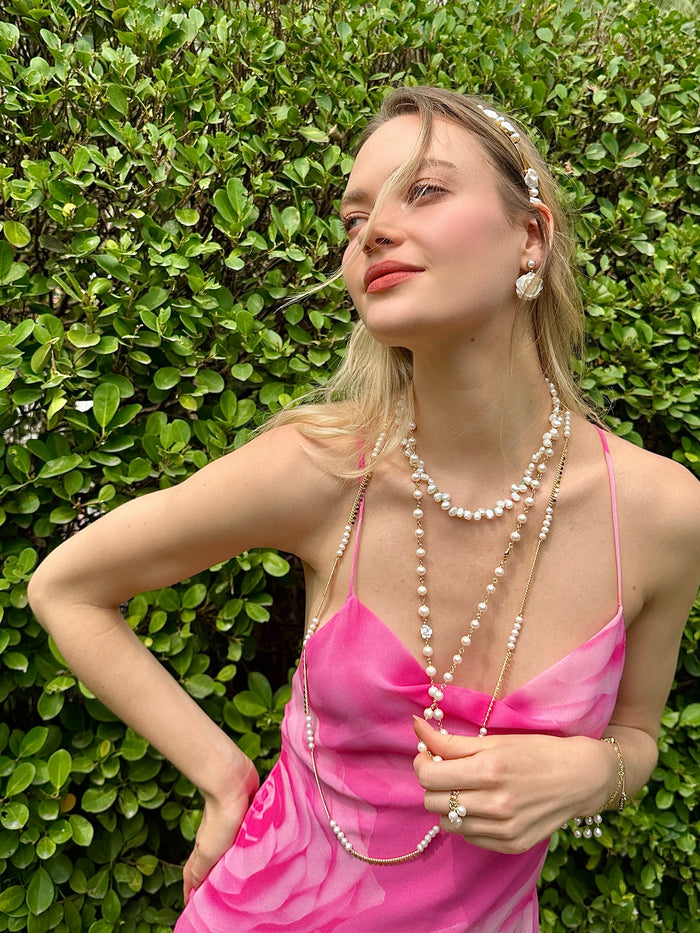 Rose Flower Shaped Shell Dangle Statement Earrings LE040 - FARRA