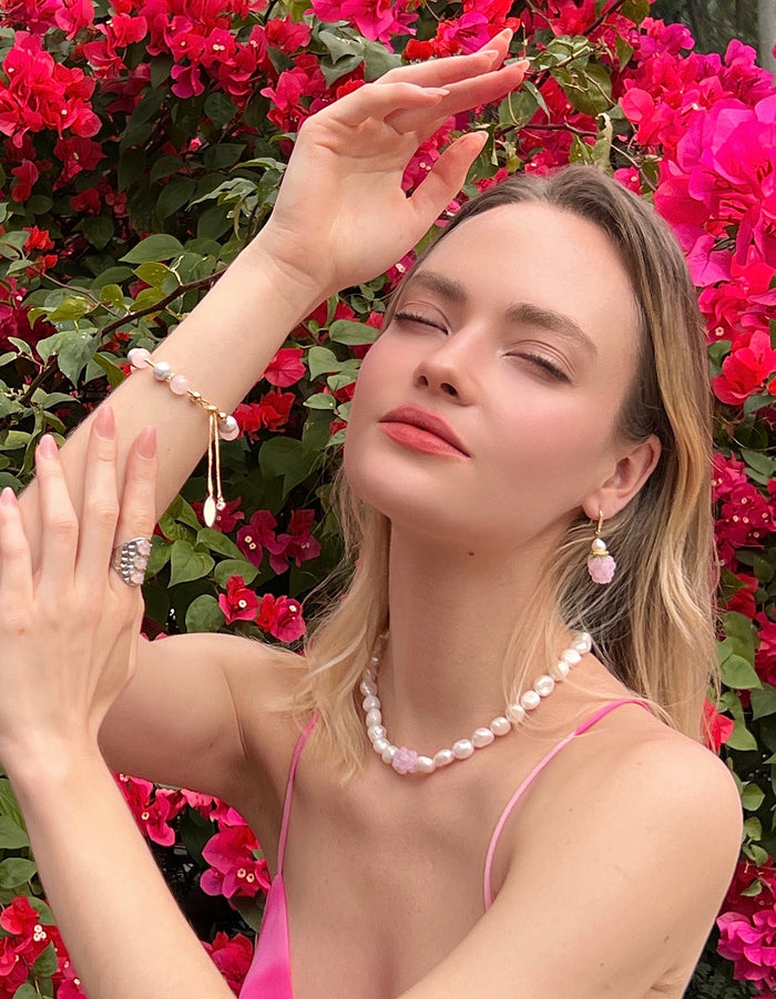 Rose Quartz Stones Nugget Adjustable Ring LR001 - FARRA