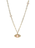 Rose Quartz Turkish Devil Eye Pendant Chain Necklace RN017