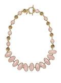 Rose Quartz With Flower Chain Statement Necklace PN038