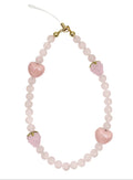 Rose Quartz With Pink Hearts Phone Strap PC017
