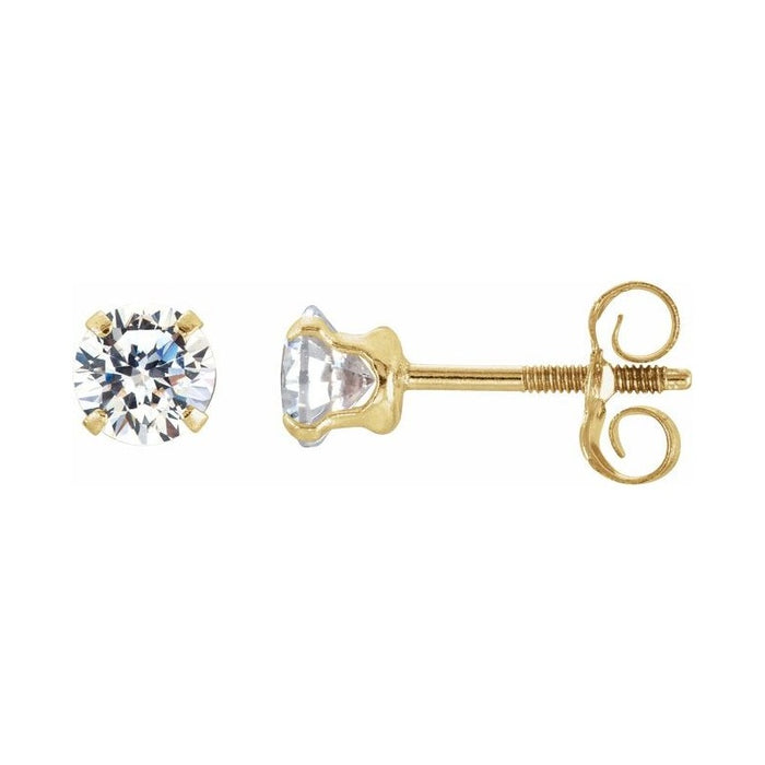 Round 4-Prong Youth Stud Earrings