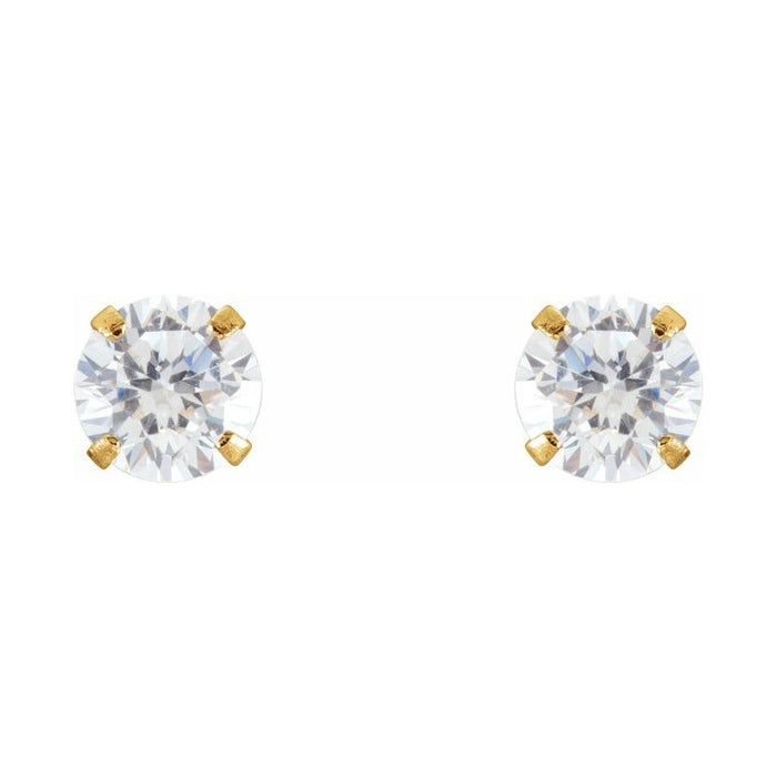 Round 4-Prong Youth Stud Earrings