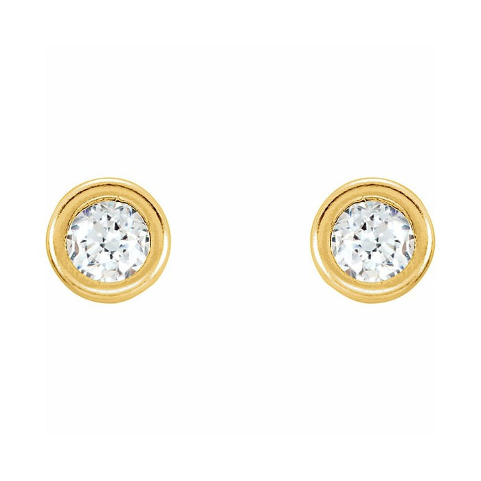 Round Bezel-Set Youth Stud Earrings