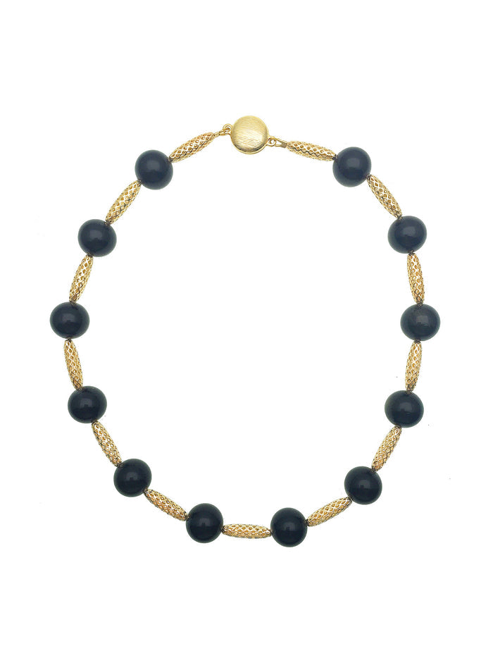 Round Black Obsidian Choker Necklace CN049 - FARRA