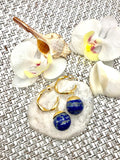 Round Lapis Hook Earrings CE002 - FARRA