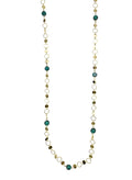 Round Shaped Gold Chain With Malachite Long Necklace PN062
