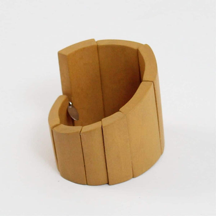 Round Wooden Geometric Bracelet Yellow - Sylca Designs - Chunky Jewelry