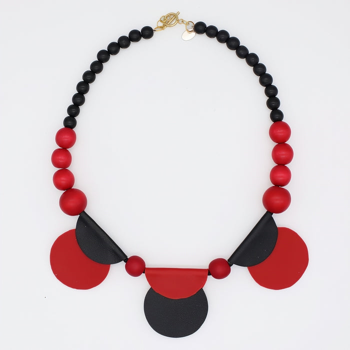 Ruby Rae Half Moon Leather Statement Necklace - Sylca Designs - Chunky Jewelry
