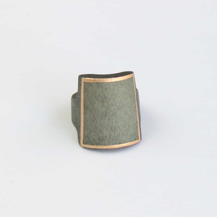 Sage Wooden Ring with Gold Trim - Sylca Designs - Chunky Jewelry