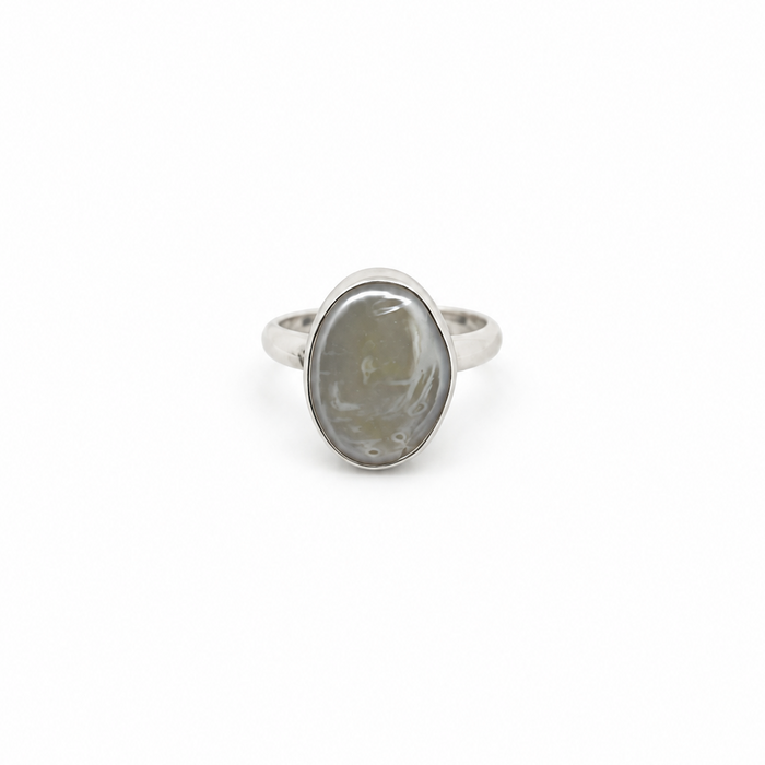 Salt and Silver Baroque Pearl Ring Medium