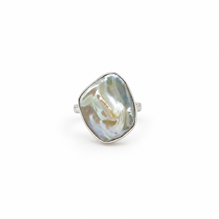 Salt and Silver Baroque Pearl Ring Large in sterling silver by Lush Designs Australia