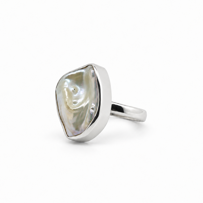 Salt and Silver Baroque Pearl Ring Large in sterling silver by Lush Designs Australia